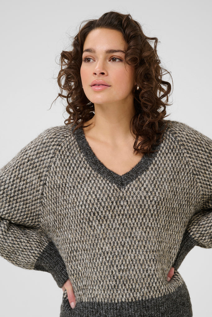 Kaffe Melinda Pullover- Dark Grey/ Feather Gray
