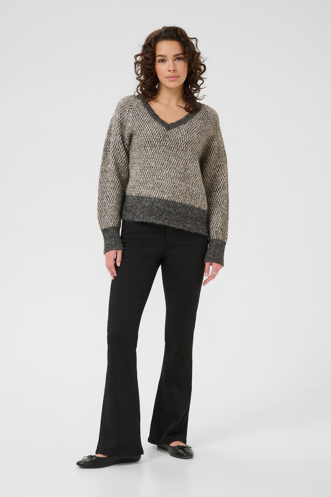 Kaffe Melinda Pullover- Dark Grey/ Feather Gray