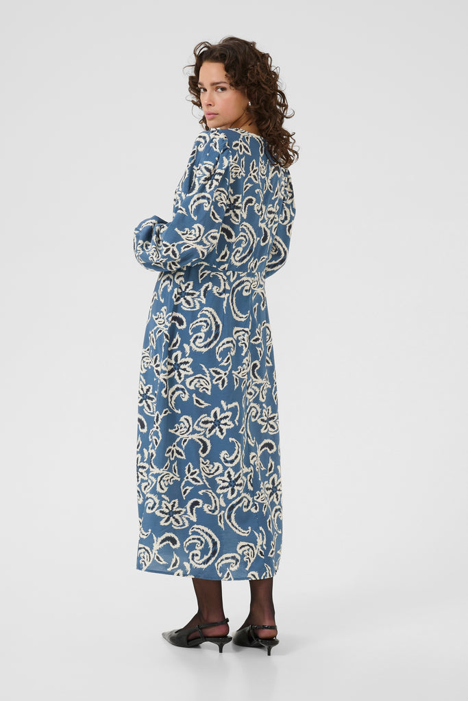 Kaffe Dahlia Dress - Berling Sea/White