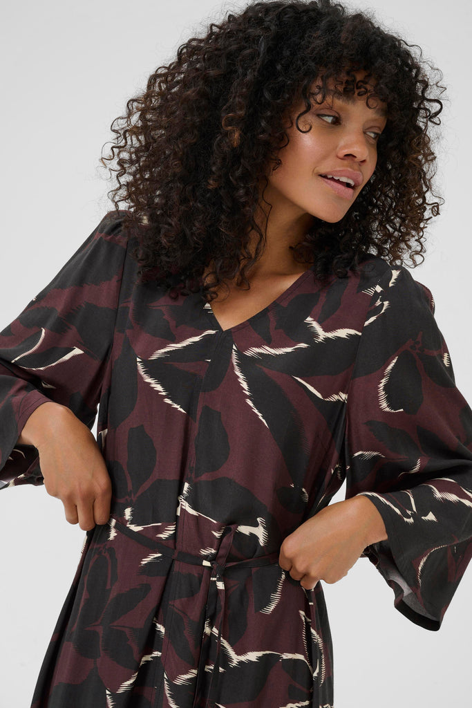 Kaffe Mille Dress - Windsor Wine/ Black Flower