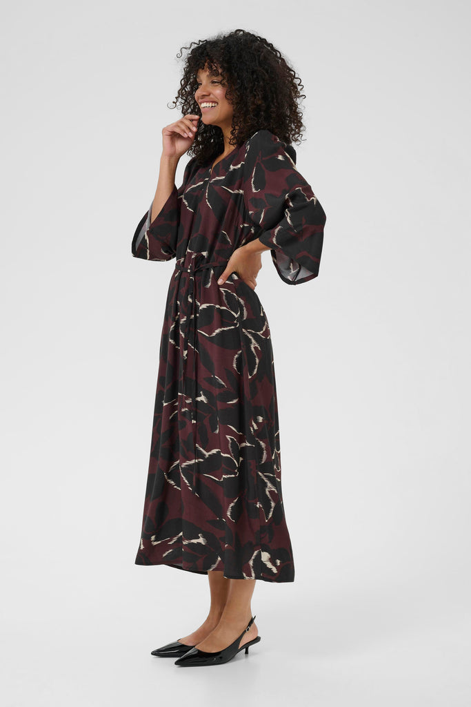 Kaffe Mille Dress - Windsor Wine/ Black Flower
