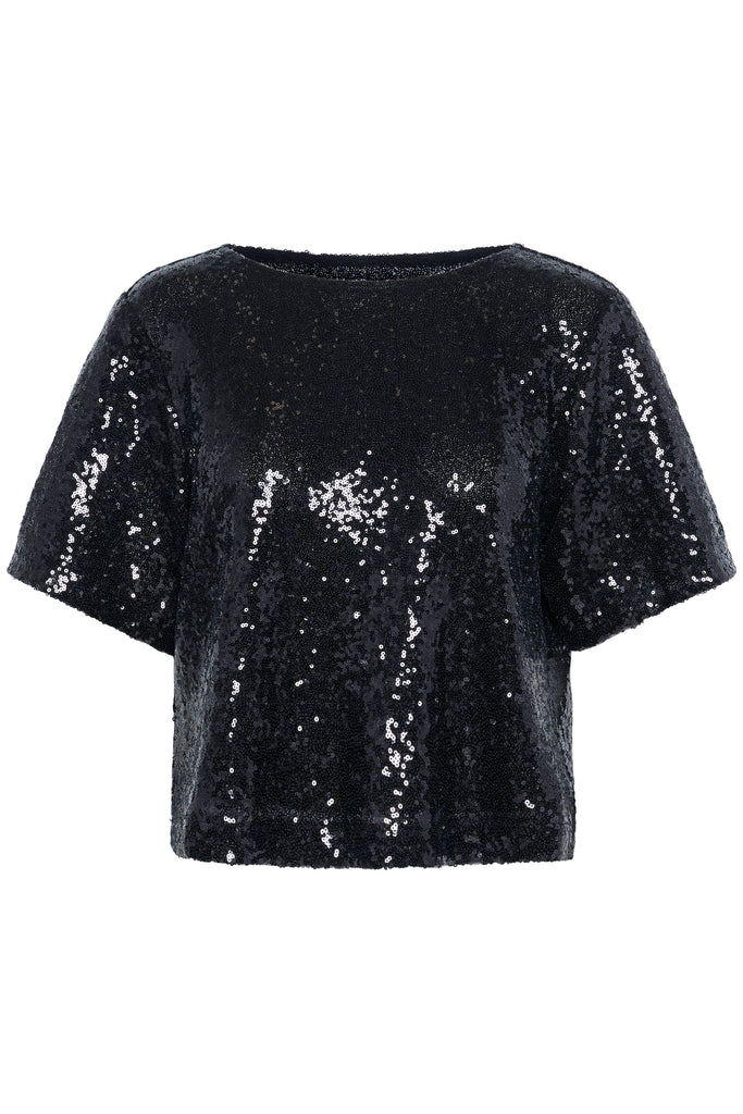 Kaffe Miranda Sequin Blouse - Deep Black