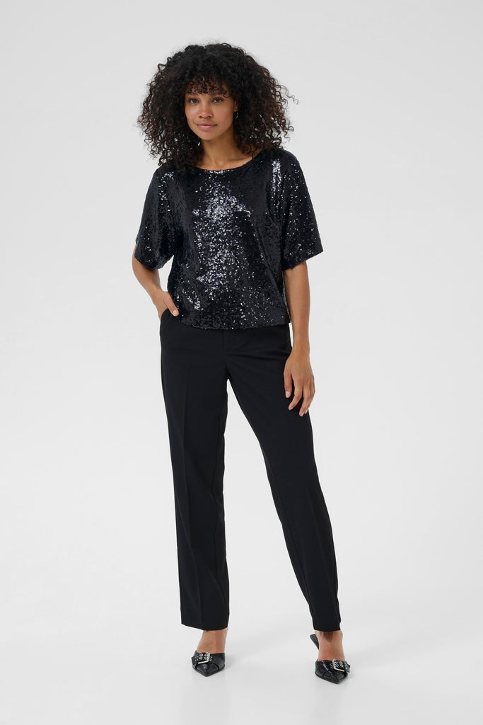 Kaffe Miranda Sequin Blouse - Deep Black