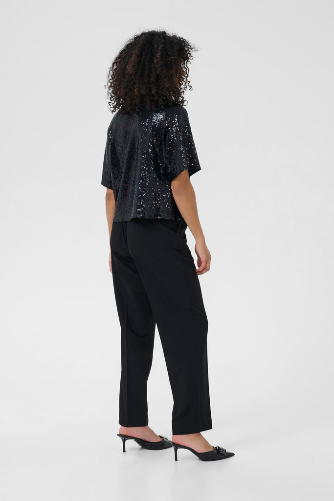Kaffe Miranda Sequin Blouse - Deep Black