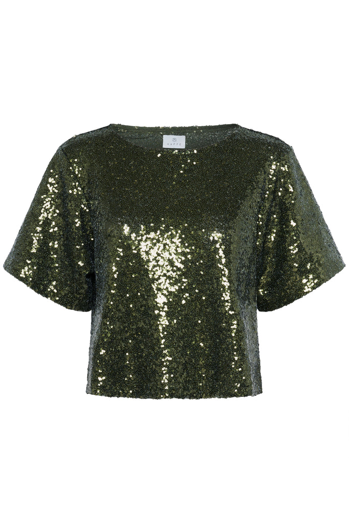 Miranda Sequin Blouse - Ivy Green