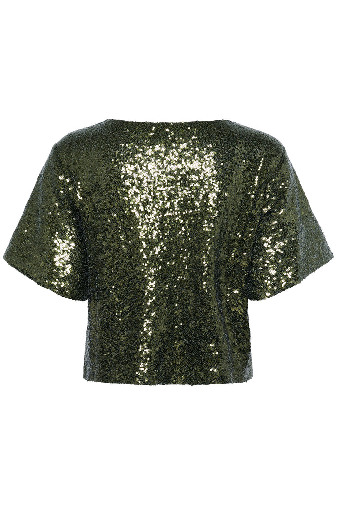Miranda Sequin Blouse - Ivy Green