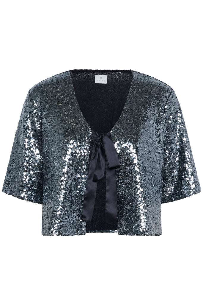 Kaffe Lau Sequin Cardigan - Dark Silver