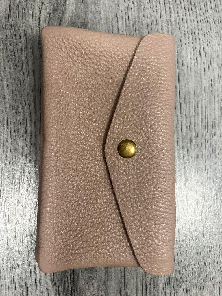 Italian leather button purse- large