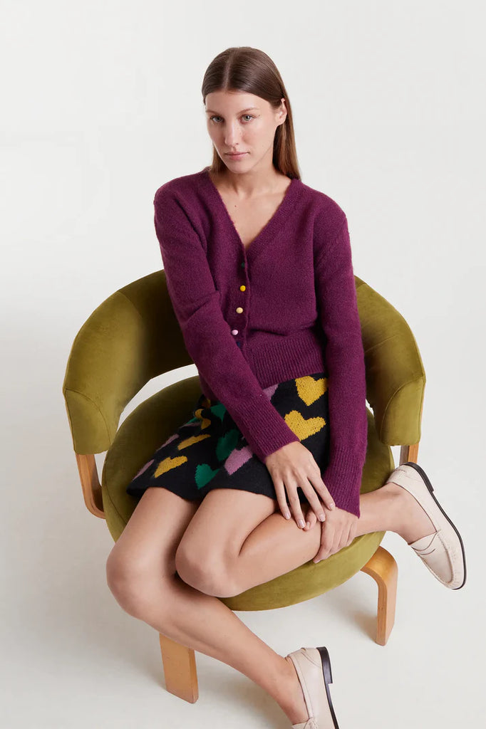 Compania Fantastica Burgundy Knitted Cardigan