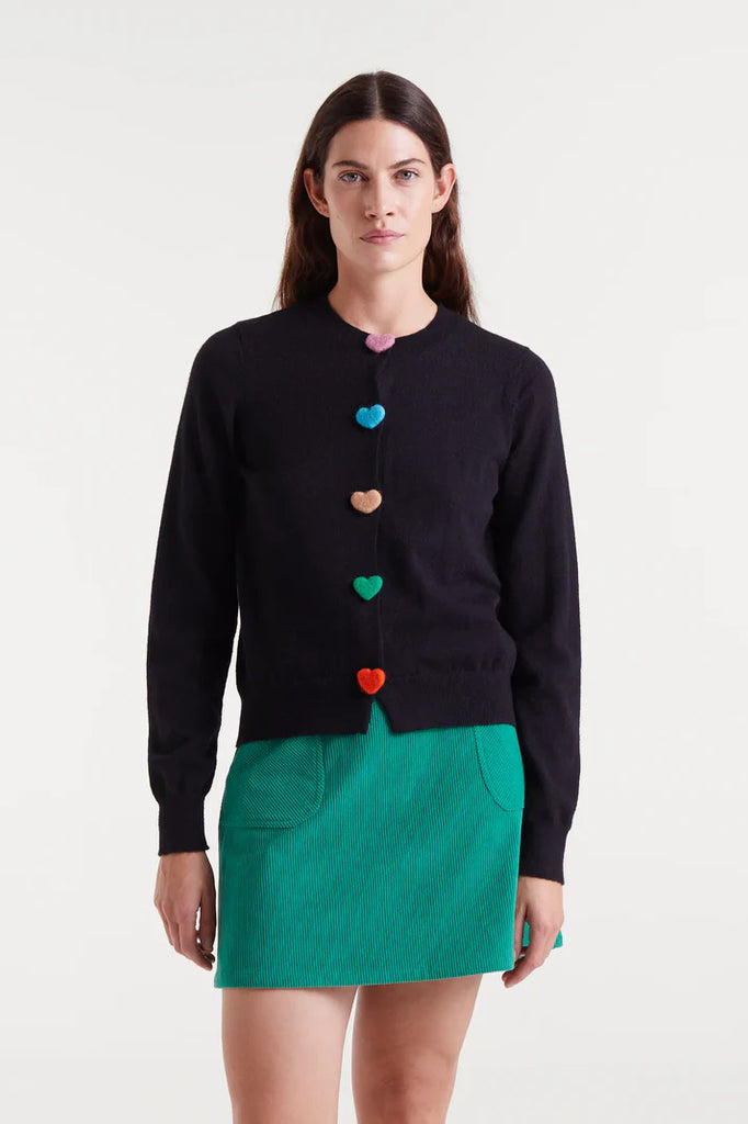 Compania Fantastica Black Knitted Cardigan- Heart Button