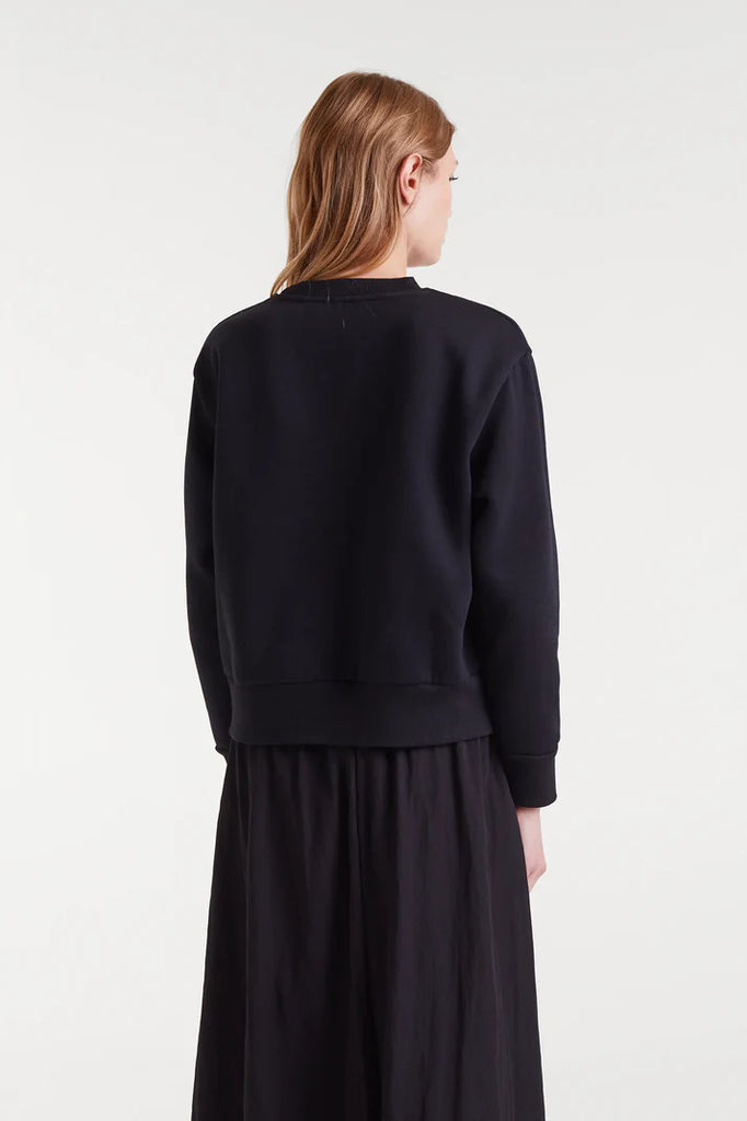 Compania Fantasica Jewel Neck Sweatshirt- Beaded Bow Black