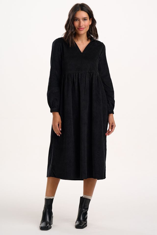 Sugarhill Brighton Adrianna Midi Smock Dress- Black Cord