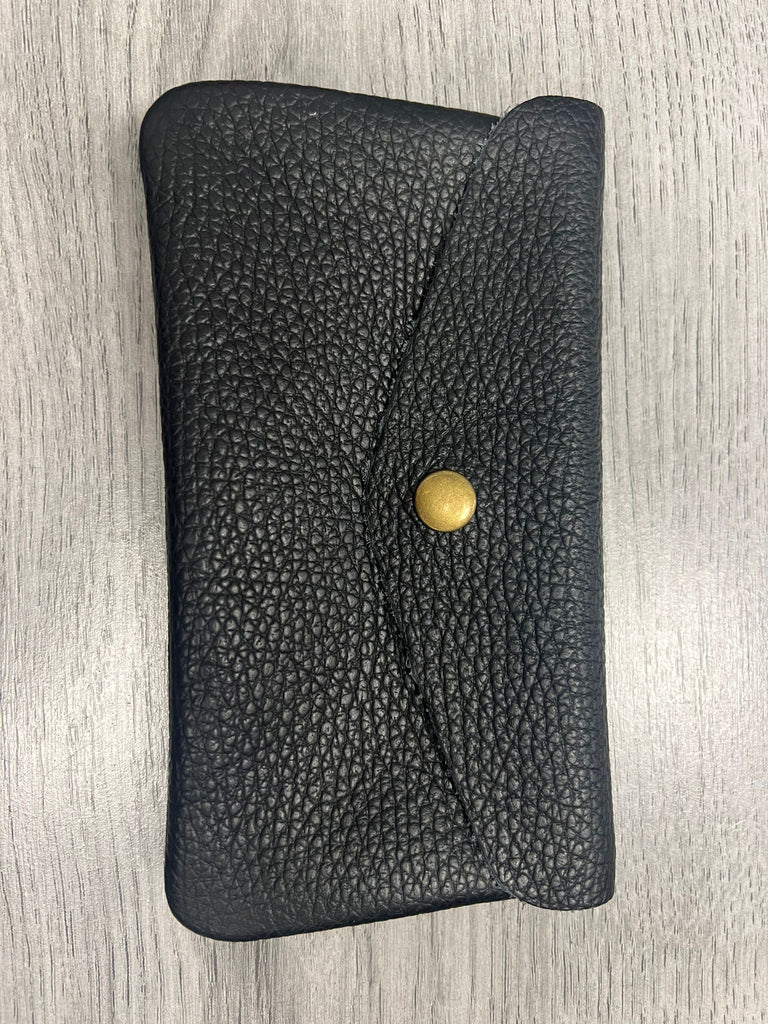 Italian leather button purse- large