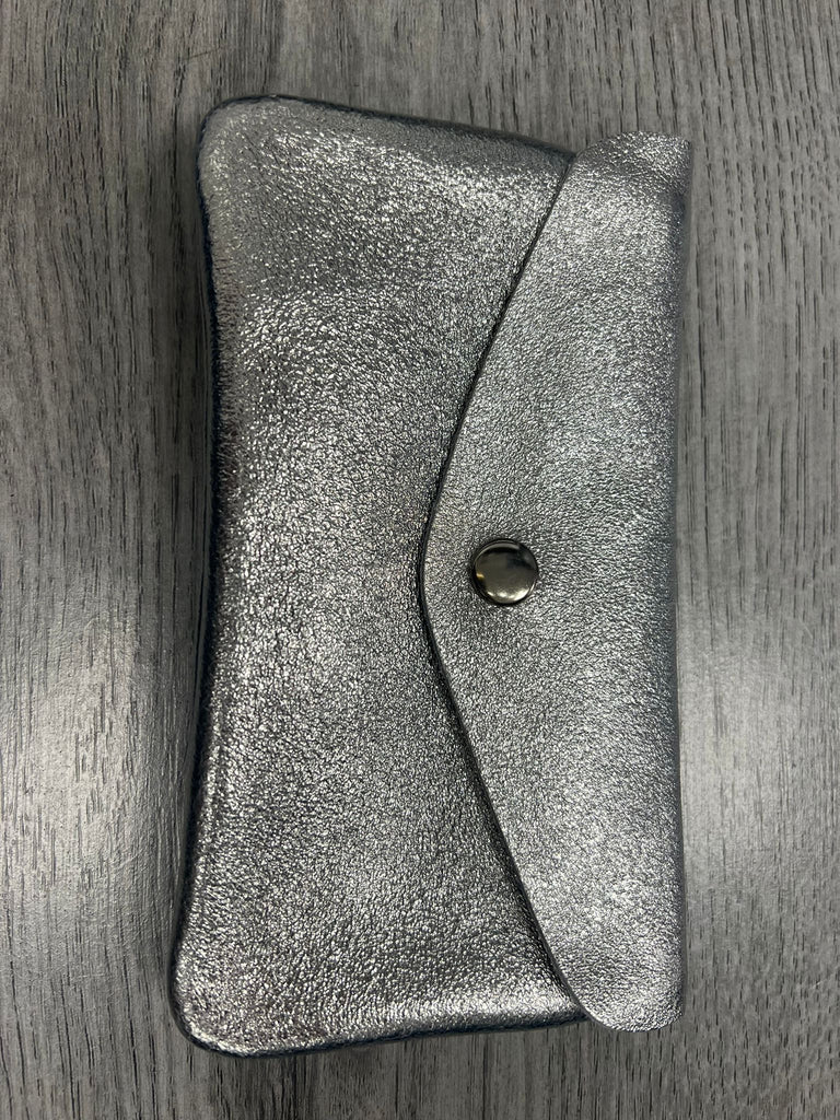 Italian leather button purse- large