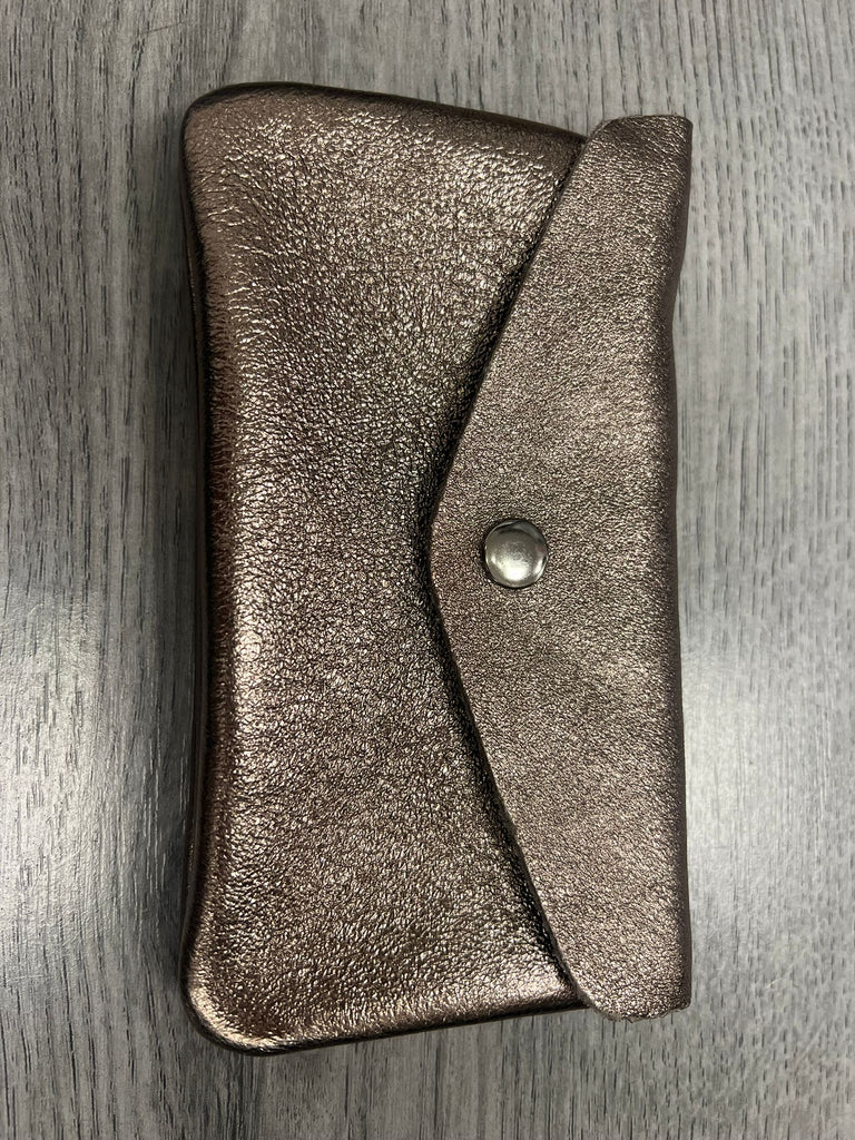 Italian leather button purse- large