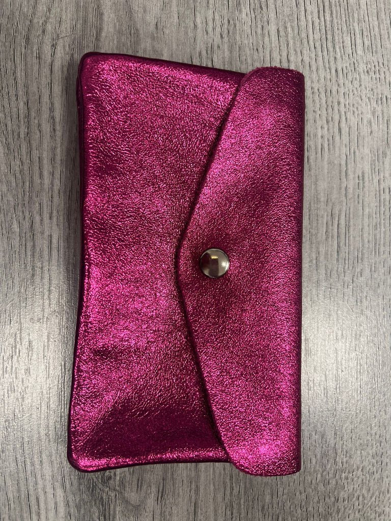 Italian leather button purse- large