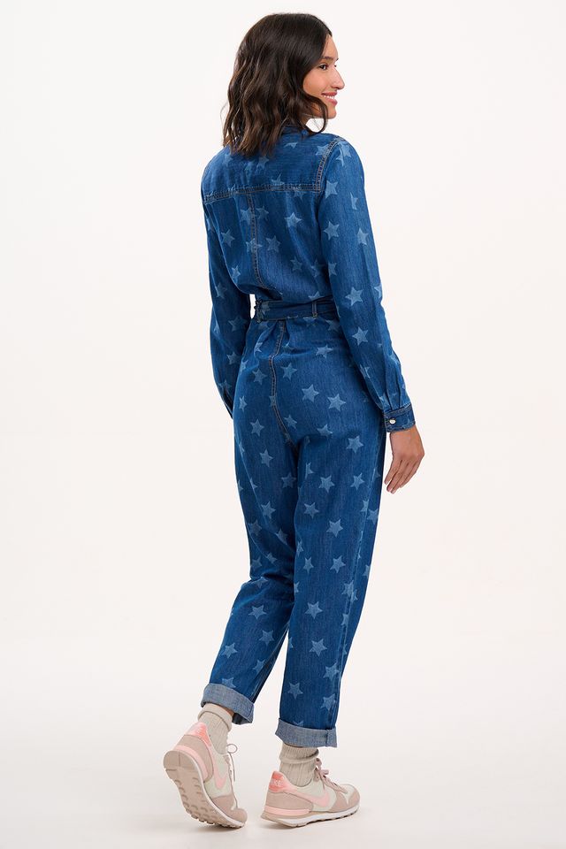 Sugarhill Brighton Anwen Boilersuit - Mid Blue Demin, Bleached Stars