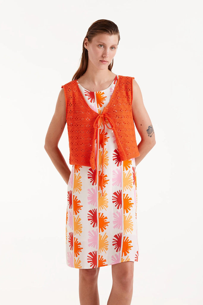 Compania Fantastica Orange Crochet Bow Top