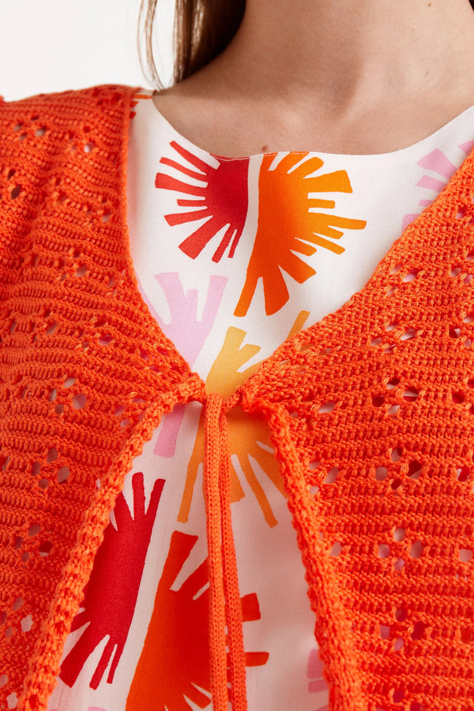 Compania Fantastica Orange Crochet Bow Top