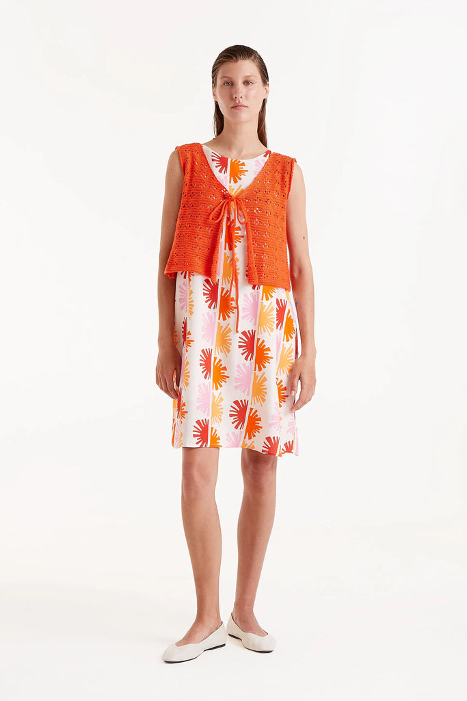 Compania Fantastica Orange Crochet Bow Top