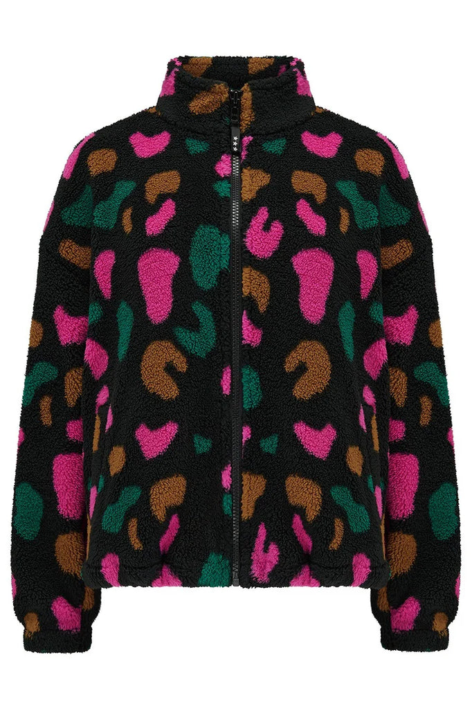 Sugarhill Brighton- Hartley Zip Up Fleece- Black, Colourful Shapes
