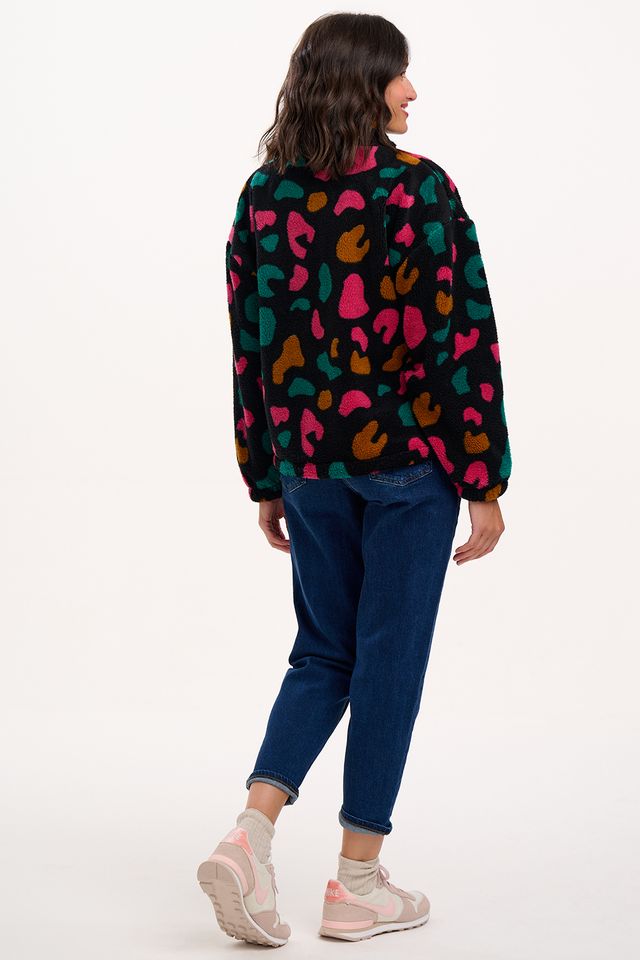 Sugarhill Brighton- Hartley Zip Up Fleece- Black, Colourful Shapes