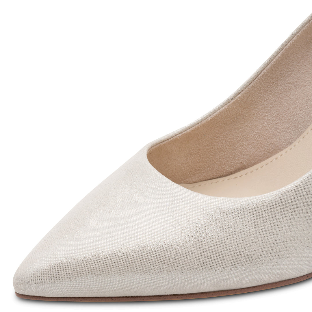 Tamaris Leather Heel Shoe- Silver