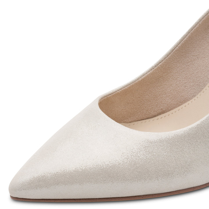 Tamaris Leather Heel Shoe- Silver