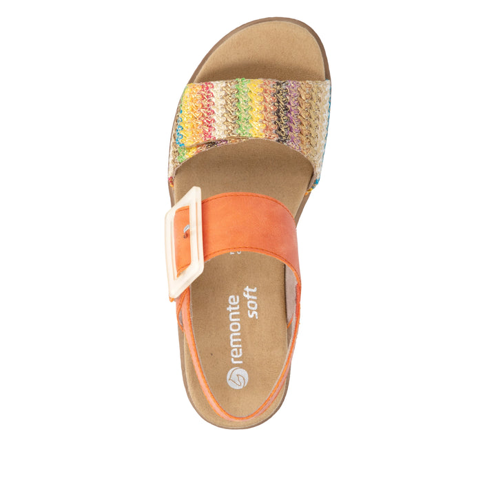 Remonte Wedge Sandal- Orange Metallic