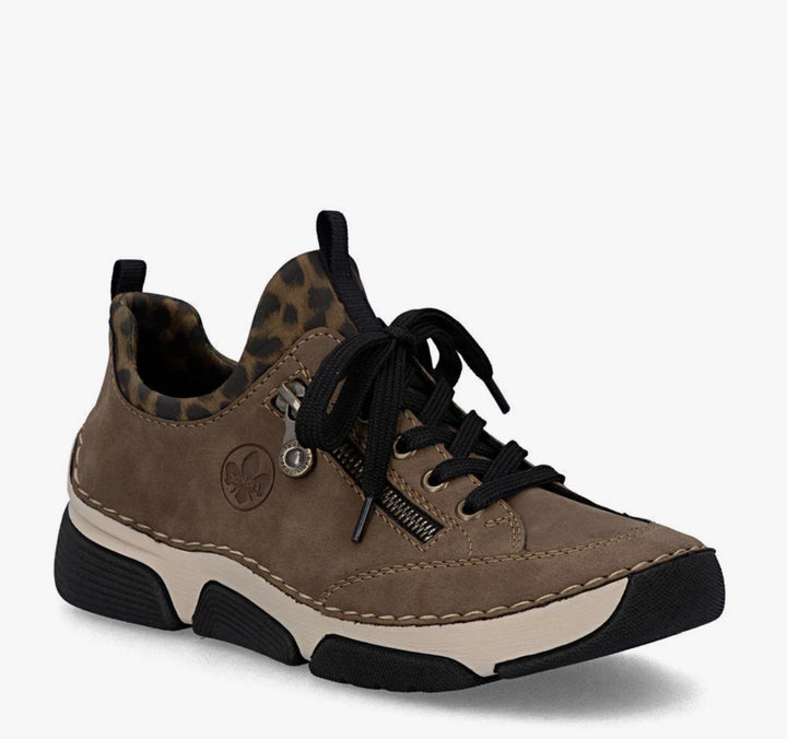 Rieker Zip Up Leopard and Brown Trainers- 45973-24