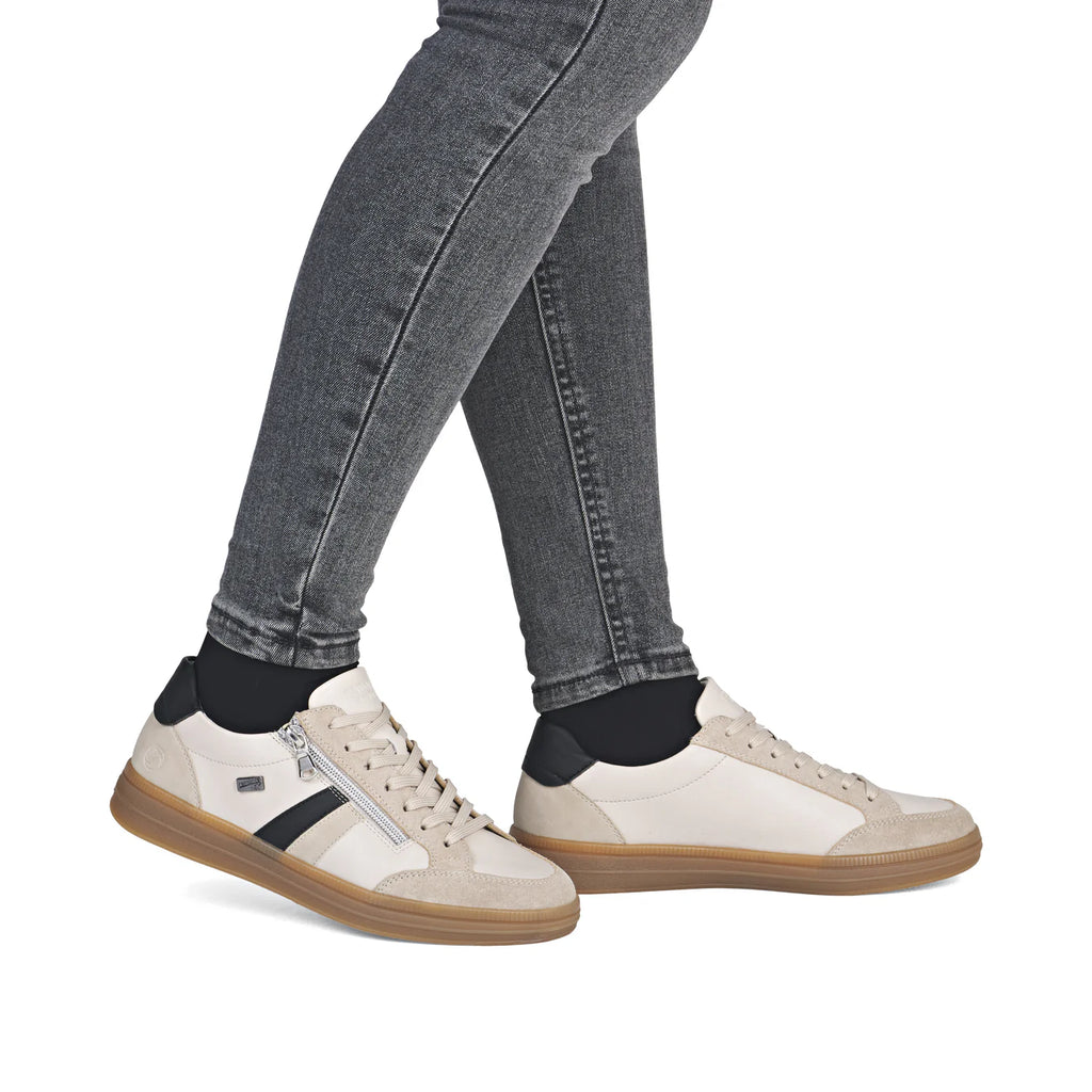 Remonte Beige Combination Zip Up Trainers D2C04-62