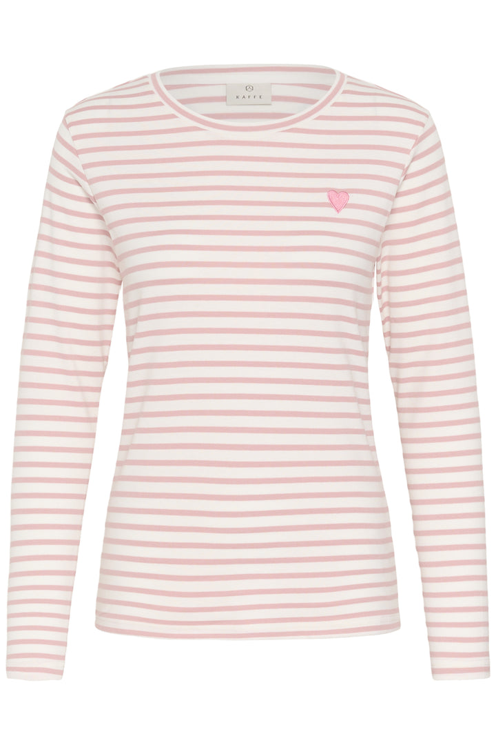 Kaffe Liddy T-shirt- Chalk/Pale Mauve-Rose Heart