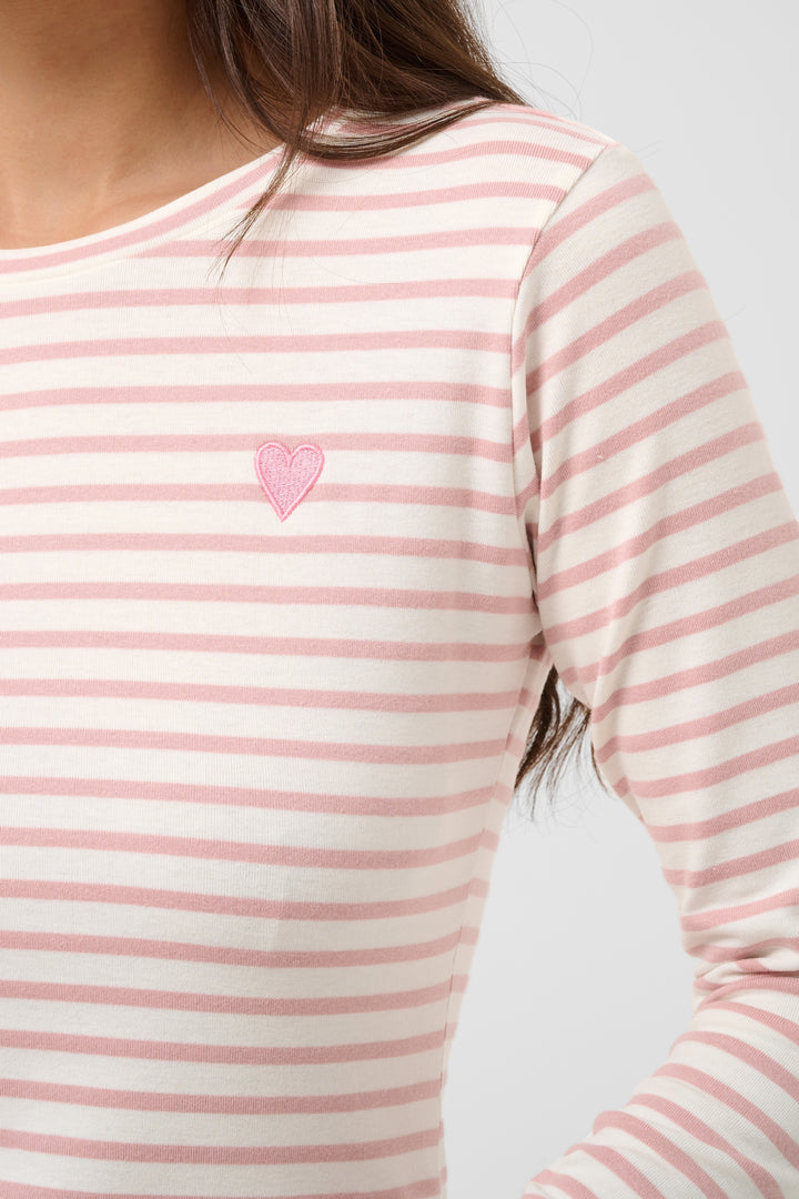 Kaffe Liddy T-shirt- Chalk/Pale Mauve-Rose Heart