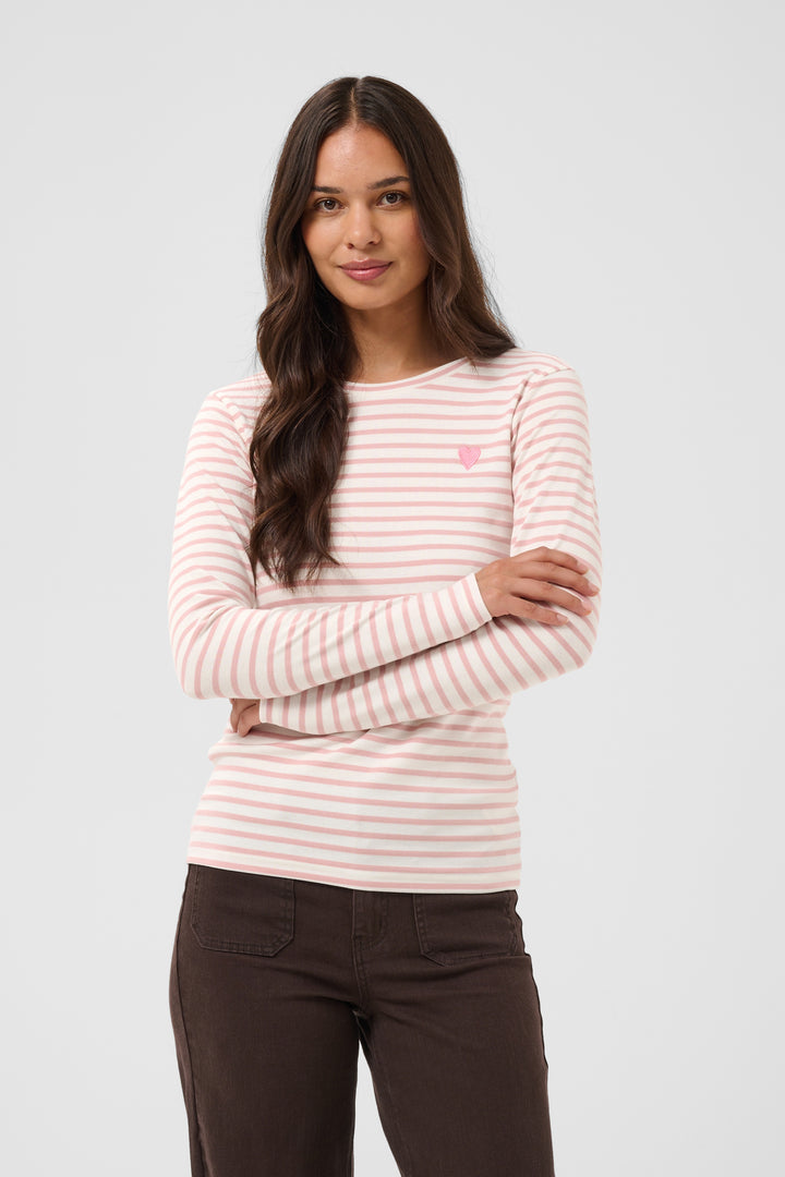 Kaffe Liddy T-shirt- Chalk/Pale Mauve-Rose Heart
