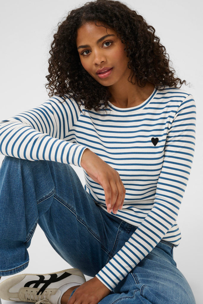 Kaffe Liddy T-Shirt - Chalk/Berling Se