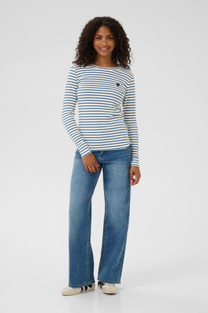 Kaffe Liddy T-Shirt - Chalk/Berling Se