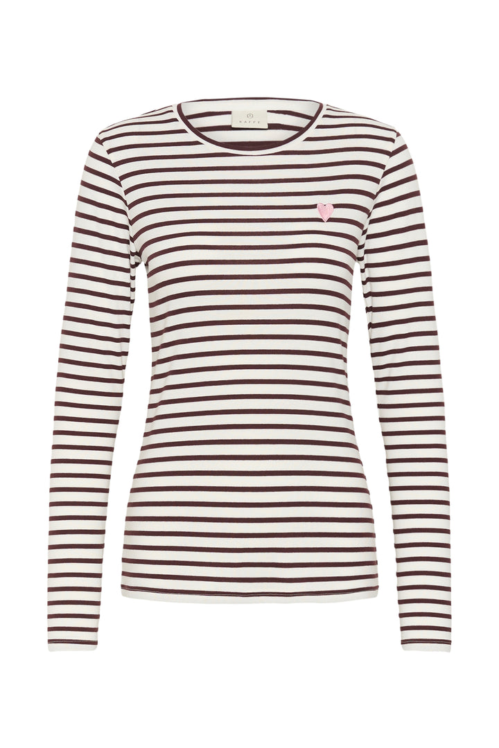 Kaffe Liddy T-shirt- Chalk/Fudge-Wild Rose Heart