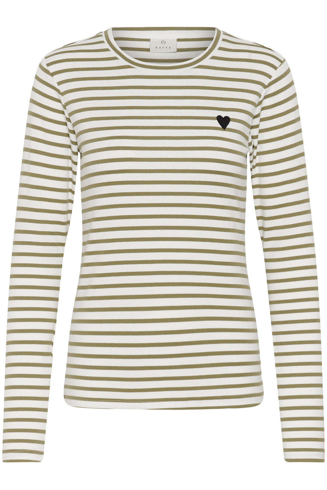 Kaffe Liddy T-Shirt - Chalk/Aloe- Black Heart