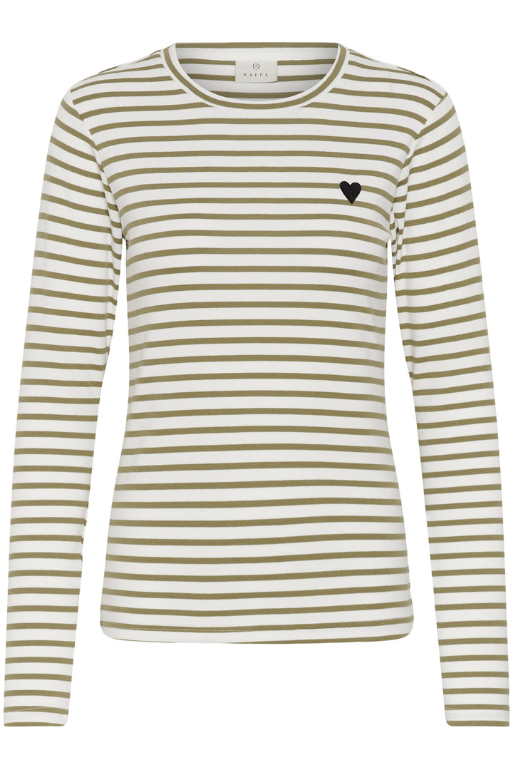 Kaffe Liddy T-Shirt - Chalk/Aloe- Black Heart