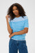 Karen Liza Stripped Knit Pullover- Blue Wide Stripe