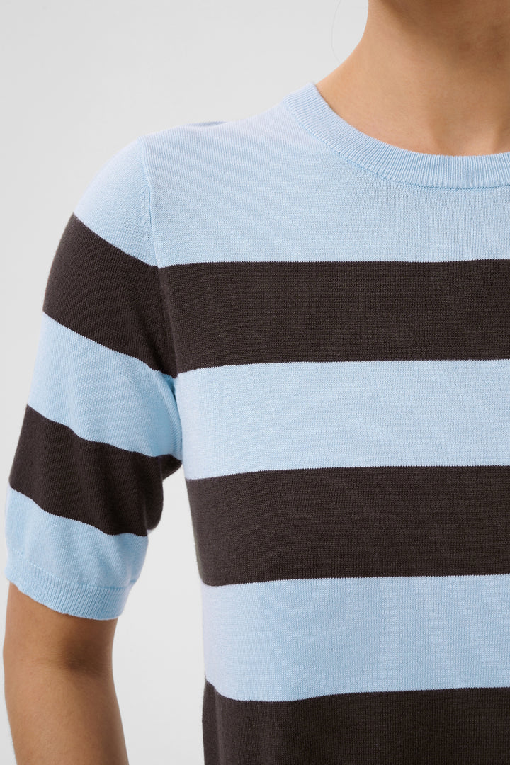 Kaffe KAlizza Striped Knit- Blue Fog/ Brown