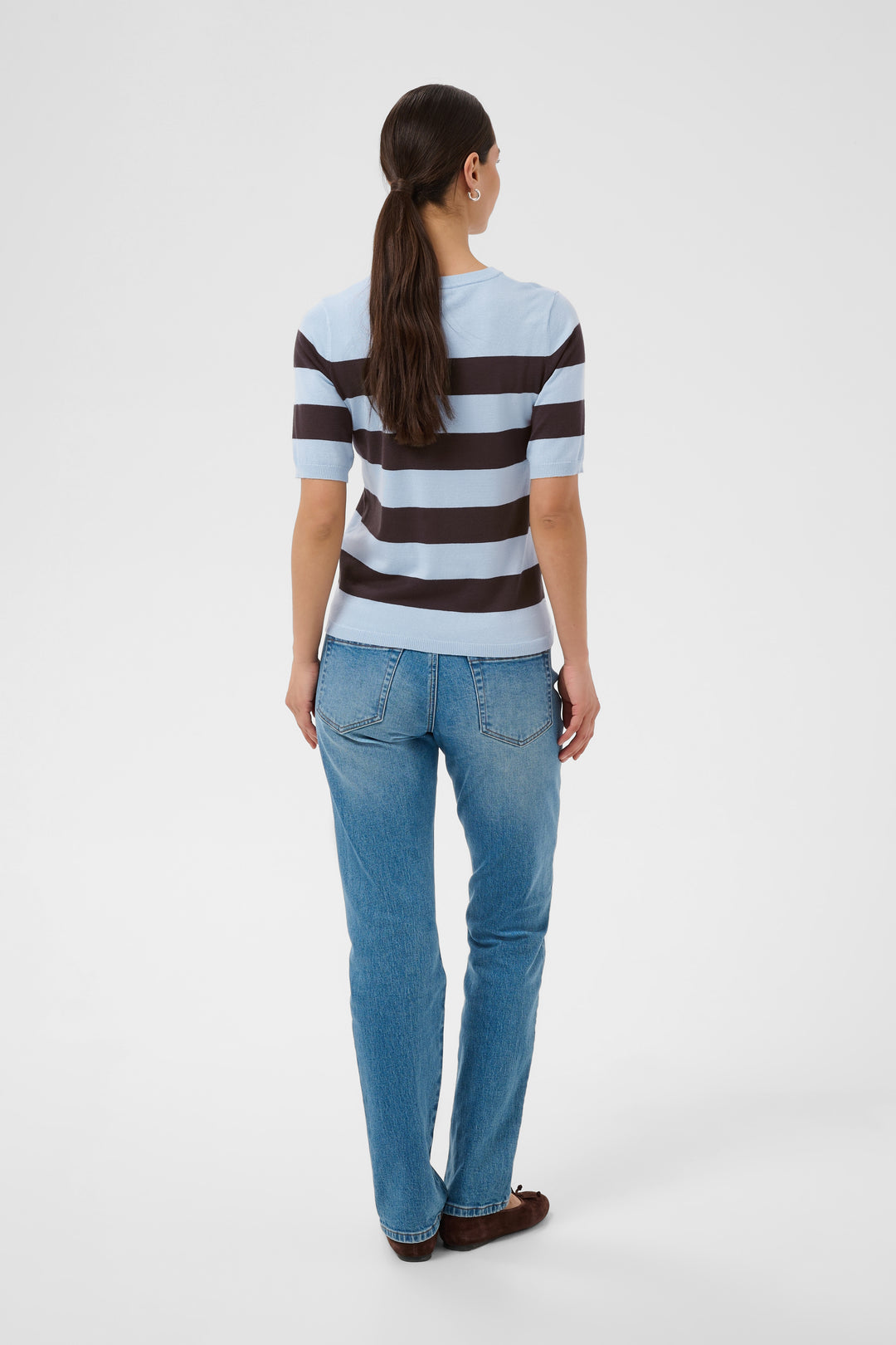 Kaffe KAlizza Striped Knit- Blue Fog/ Brown