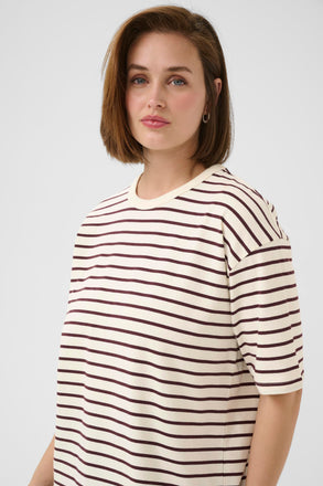 Kaffe Winny T-Shirt- White & Fudge Stripe