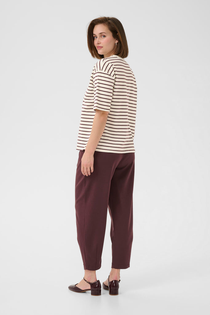 Kaffe Winny T-Shirt- White & Fudge Stripe