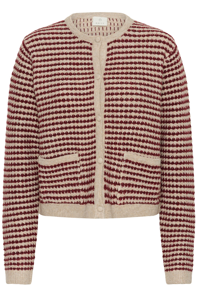 Kaffe Ellery Cardigan - Feather Grey  Melange / Windsor Wine