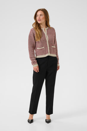 Kaffe Ellery Cardigan - Feather Grey  Melange / Windsor Wine