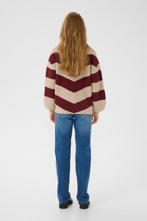 Kaffe Averana Knit Pullover- Feather Grey Melange/ Windsor Wine