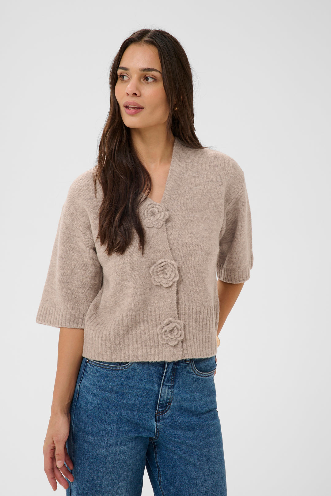 Kaffe KArosie Cardigan - Feather Gray Melange