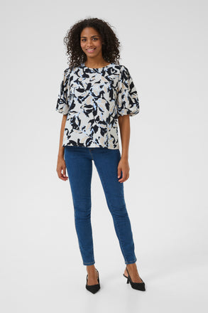 Kaffe Paco Blouse- Black/Beige/blue