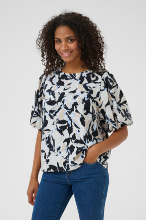 Kaffe Paco Blouse- Black/Beige/blue